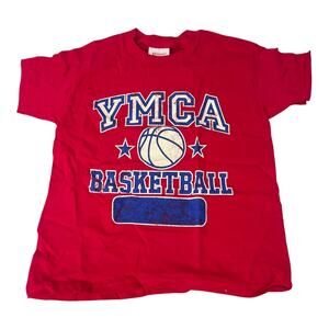 Hanes YMCA Basketball T Shirt Youth 6/8 Small Tee Heavy Cotton Boys Girls New